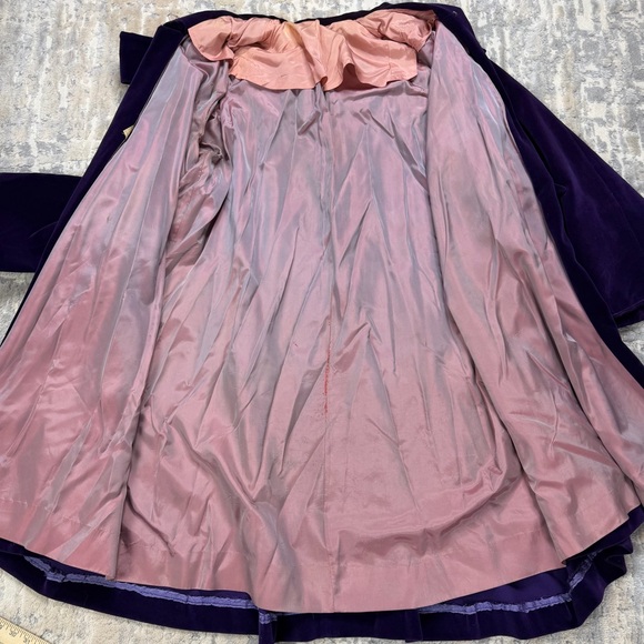 Vintage 1930s Opera Coat Purple Velvet Evening Wear XL - Picture 9 of 12